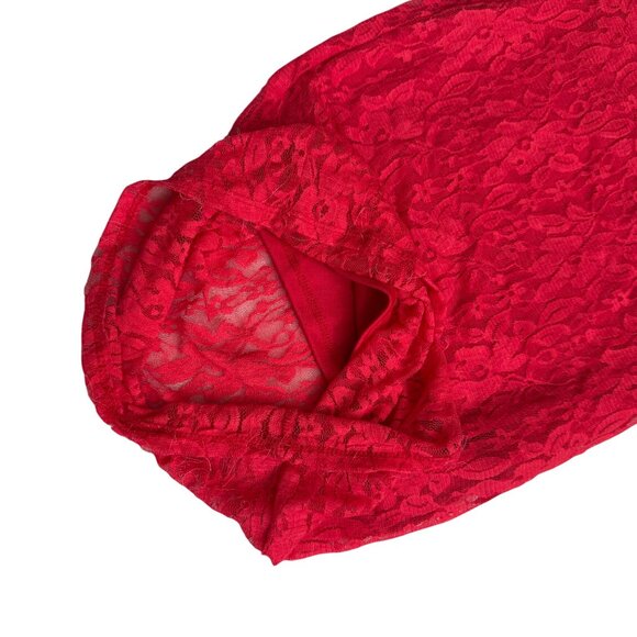 Red Lace Midi Skirt By Violet Moon size small red elastic waist women - Picture 4 of 9